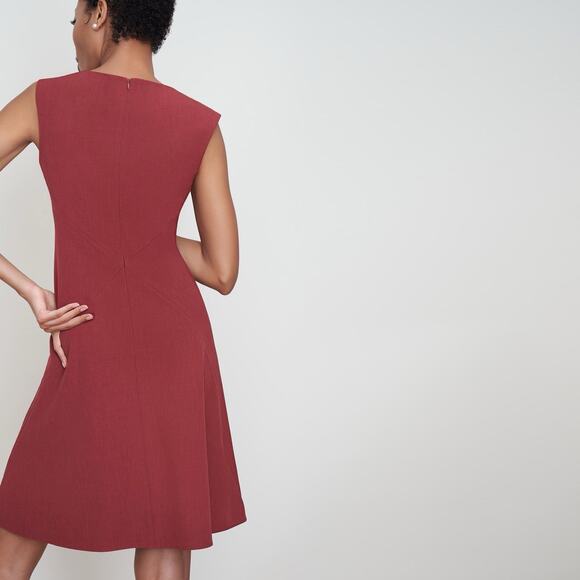 M.M. LaFleur Pauline Dress Size 10 Brick Red Career Square Neck A-line Travel - Picture 5 of 13